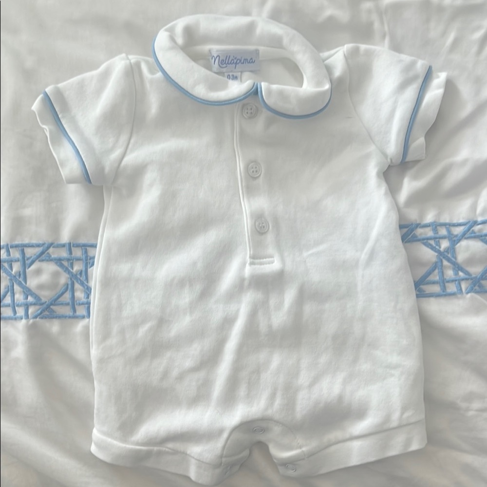 White and Blue Kids Bodysuit